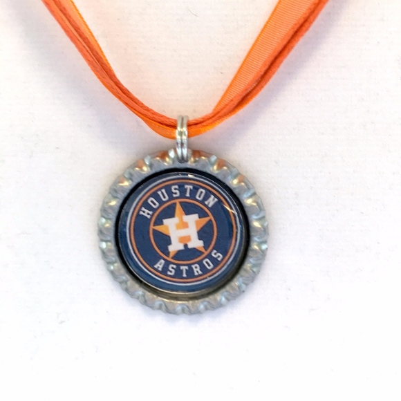 ZZ Jewelry - Houston ASTROS Handmade Baseball Necklace ZZ Jewelry - Houston ASTROS Handmade Baseball Necklace